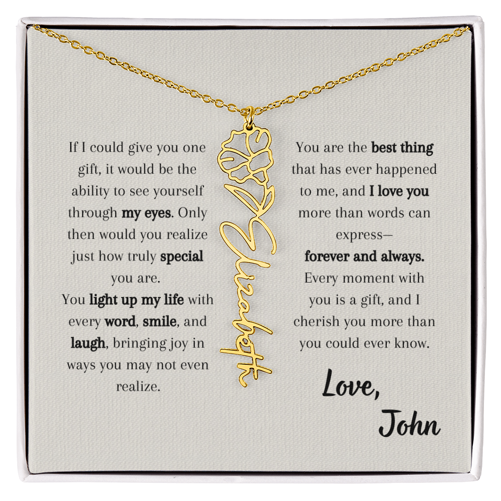 Personalized Birth Flower Name Necklace - Custom Floral Name Jewelry - Birthday Gift for Her, Birth Month Flower Pendant