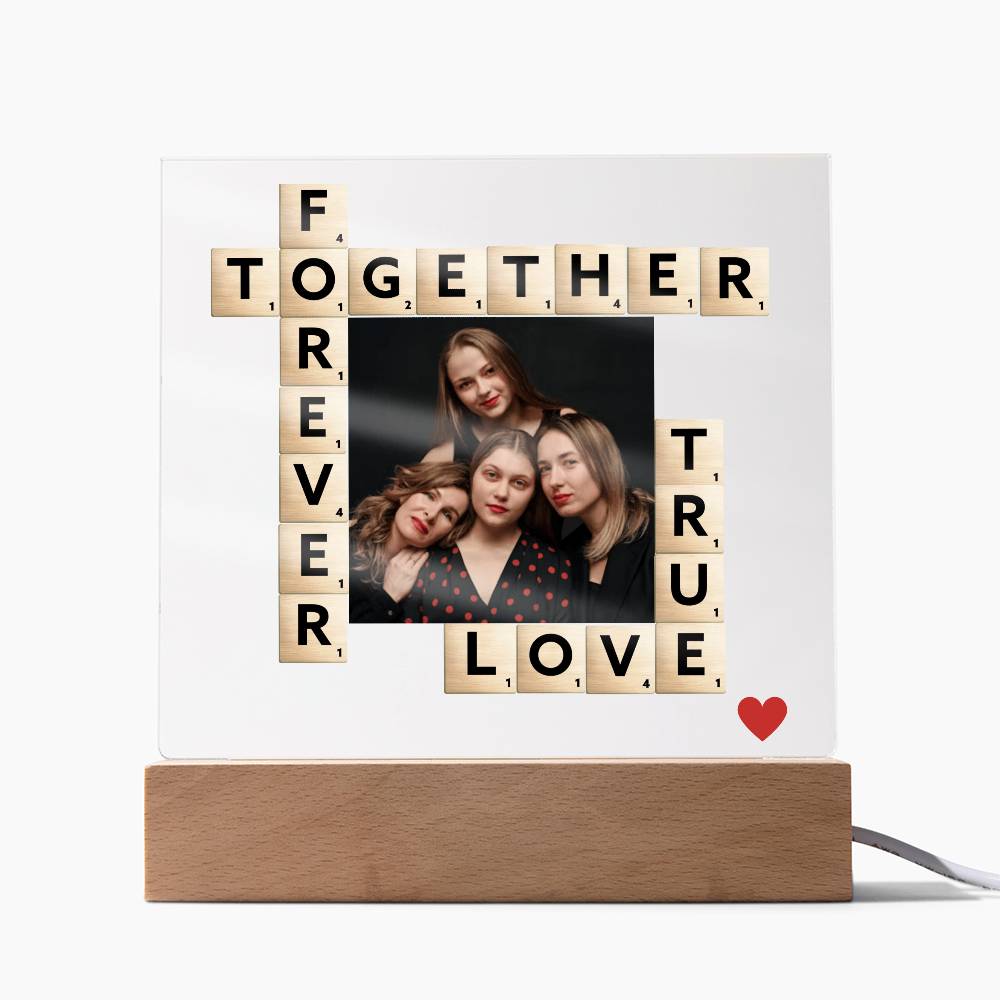 Personalized Scrabble Photo Acrylic Plaque – Custom Gift for Friends, Family, Couple, Forever Together True Love Keepsake Decor