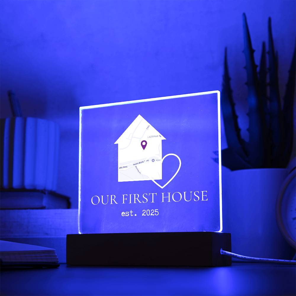 Personalized Our First House Map Plaque – Custom Acrylic Home Sign with Location & Date, New Home Gift, Housewarming Keepsake