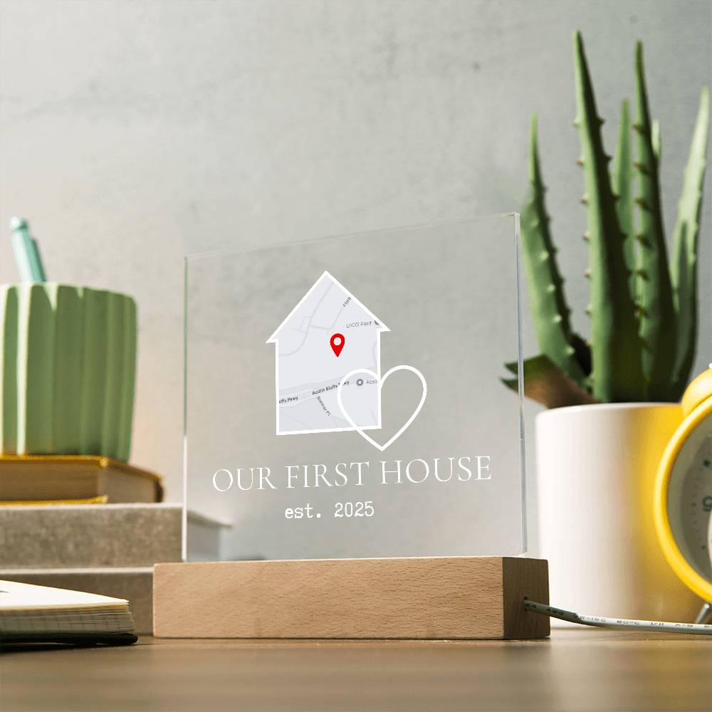 Personalized Our First House Map Plaque – Custom Acrylic Home Sign with Location & Date, New Home Gift, Housewarming Keepsake