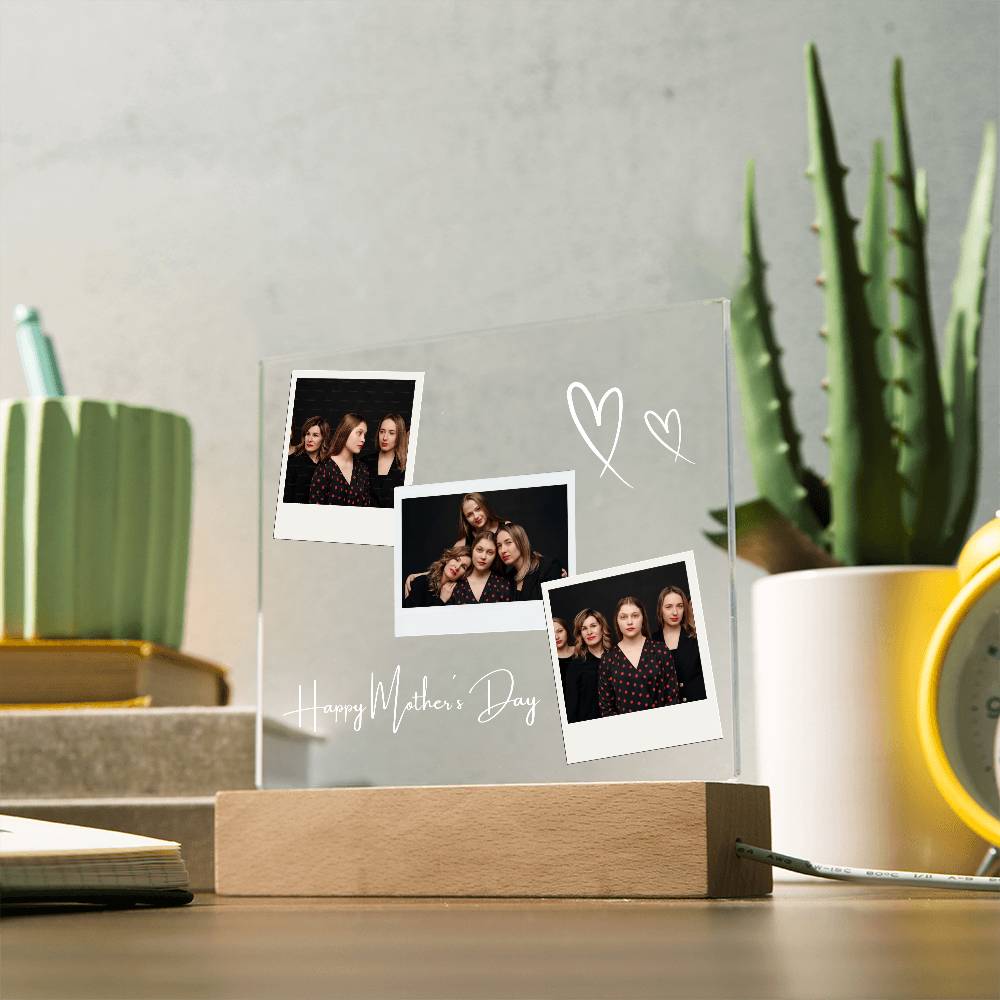Personalized LED Acrylic Photo Lamp – Mother's Day Gift with Custom Pictures & Text – Unique Night Light Keepsake