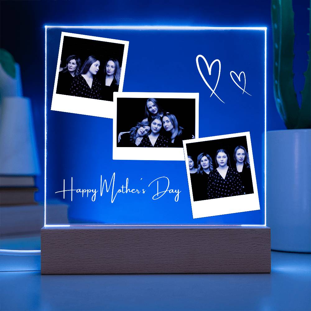 Personalized LED Acrylic Photo Lamp – Mother's Day Gift with Custom Pictures & Text – Unique Night Light Keepsake