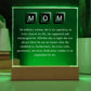 Personalized MOM LED Acrylic Lamp – Superhero Tribute Gift for Mother – Meaningful Light with Inspirational Message for Mom