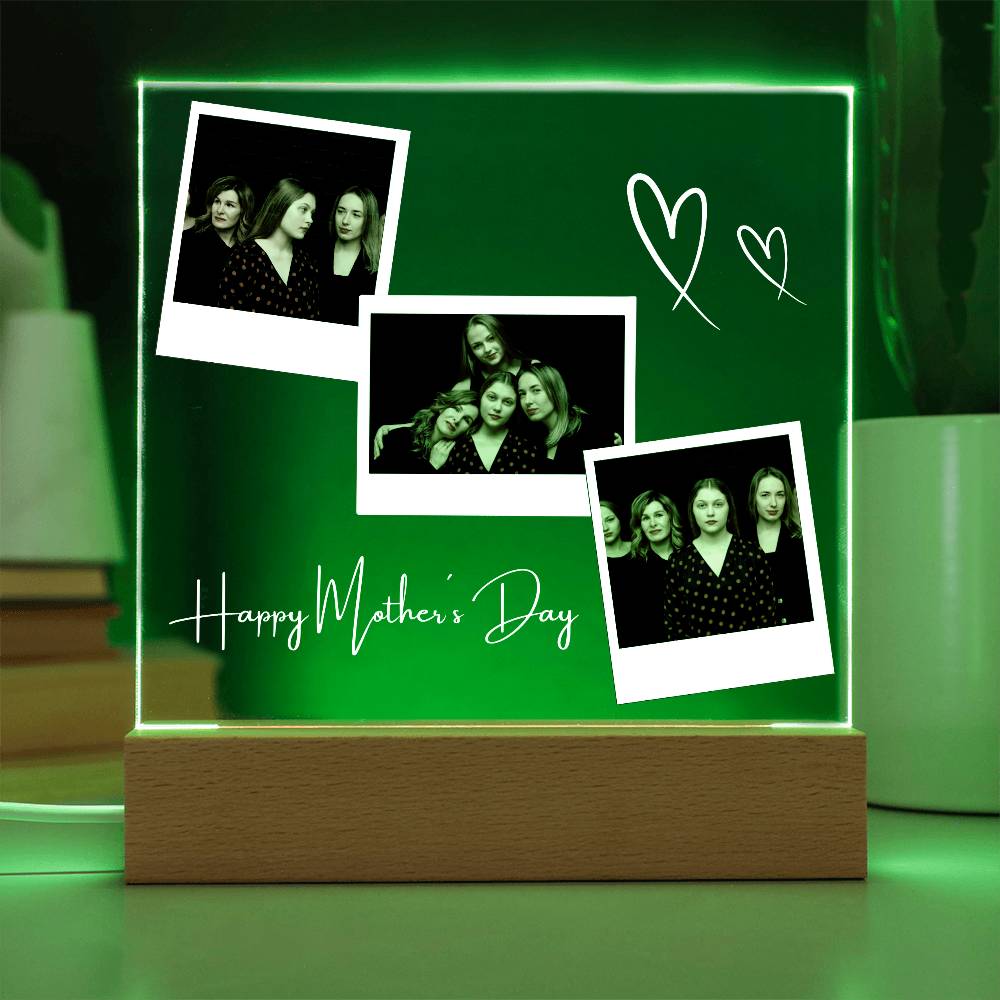 Personalized LED Acrylic Photo Lamp – Mother's Day Gift with Custom Pictures & Text – Unique Night Light Keepsake