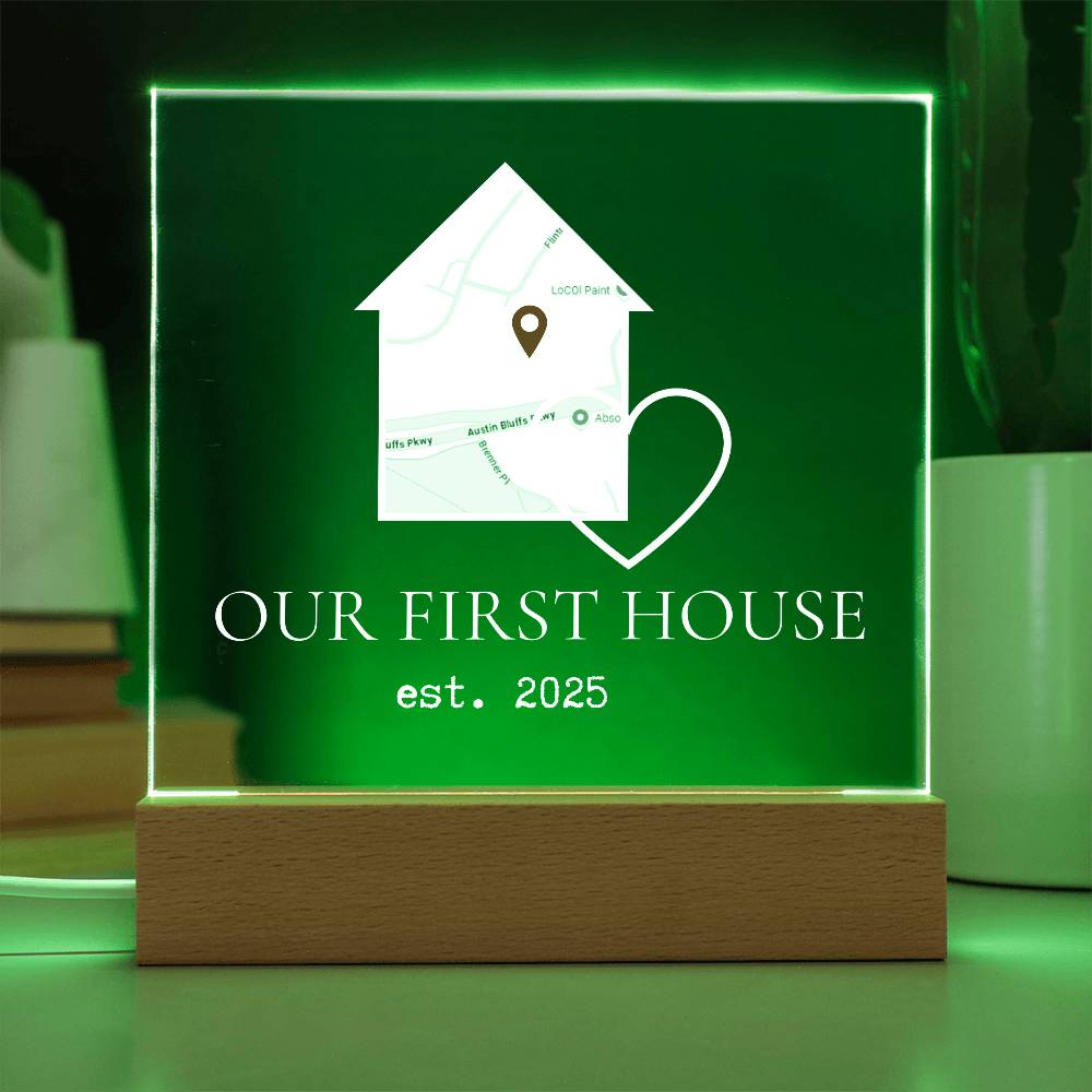 Personalized Our First House Map Plaque – Custom Acrylic Home Sign with Location & Date, New Home Gift, Housewarming Keepsake