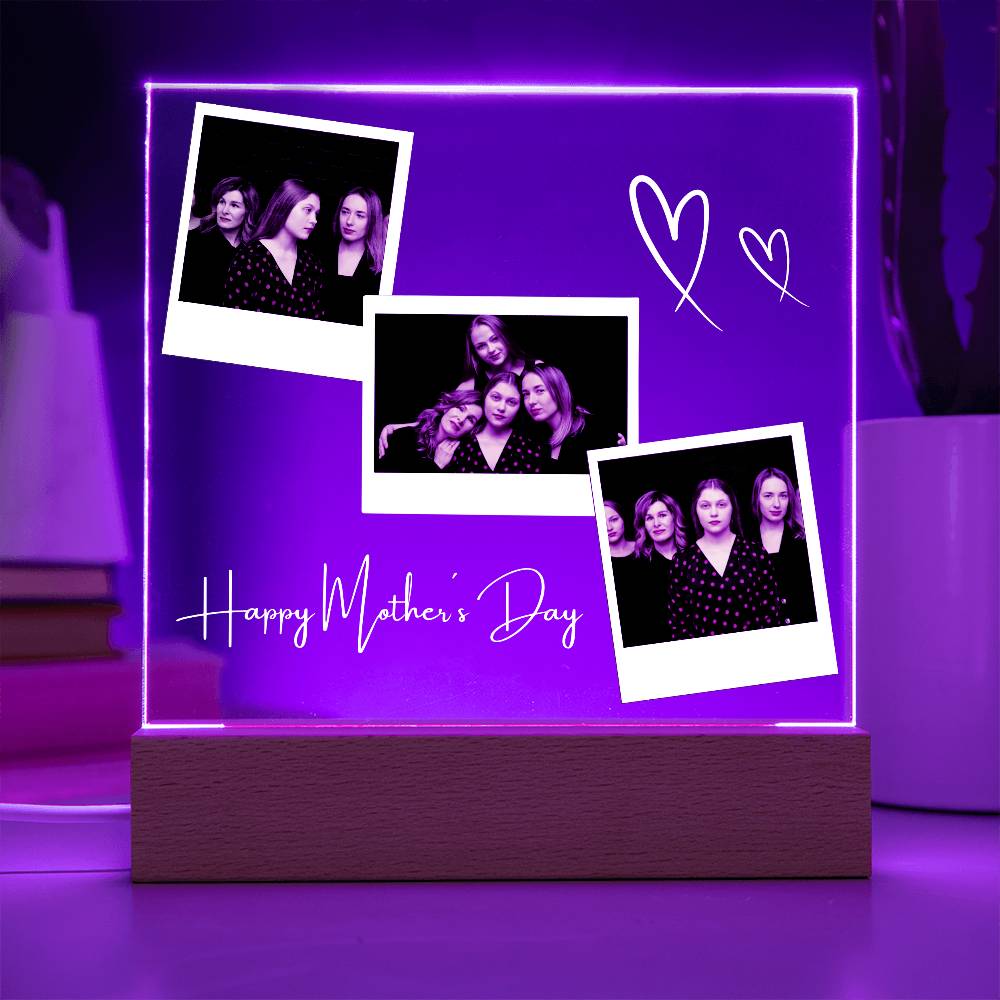 Personalized LED Acrylic Photo Lamp – Mother's Day Gift with Custom Pictures & Text – Unique Night Light Keepsake