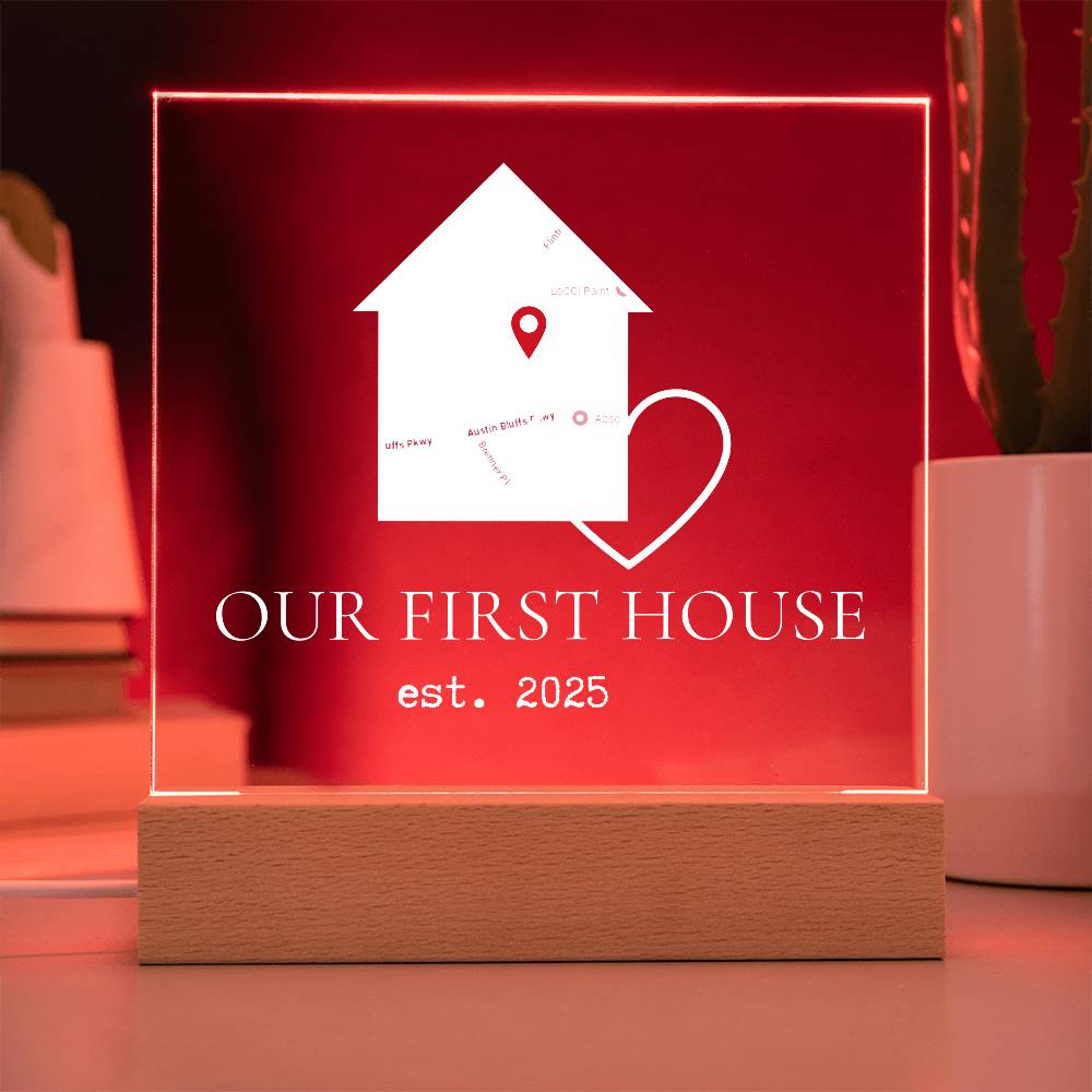 Personalized Our First House Map Plaque – Custom Acrylic Home Sign with Location & Date, New Home Gift, Housewarming Keepsake