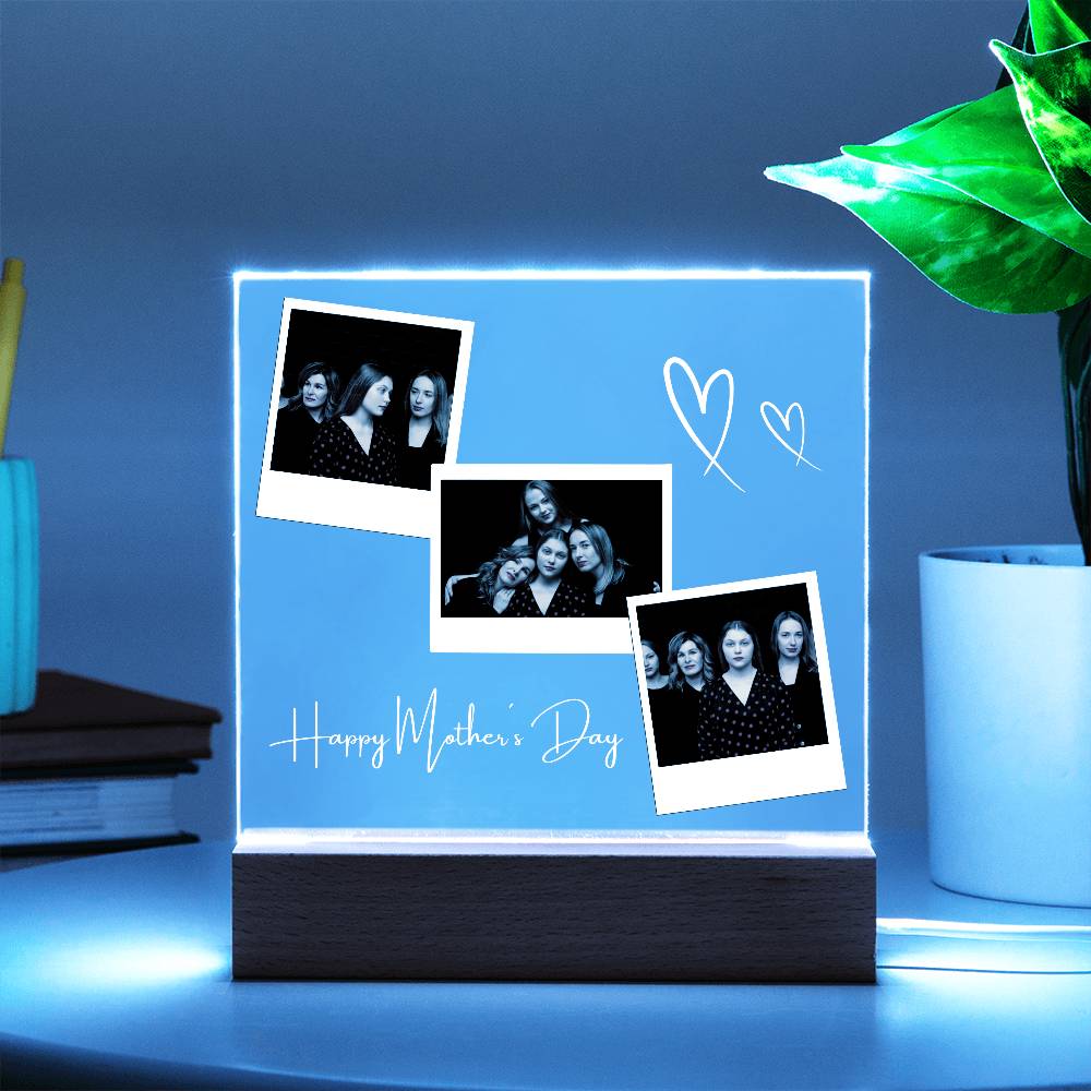 Personalized LED Acrylic Photo Lamp – Mother's Day Gift with Custom Pictures & Text – Unique Night Light Keepsake