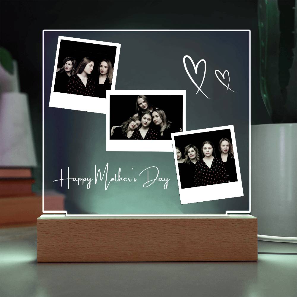 Personalized LED Acrylic Photo Lamp – Mother's Day Gift with Custom Pictures & Text – Unique Night Light Keepsake