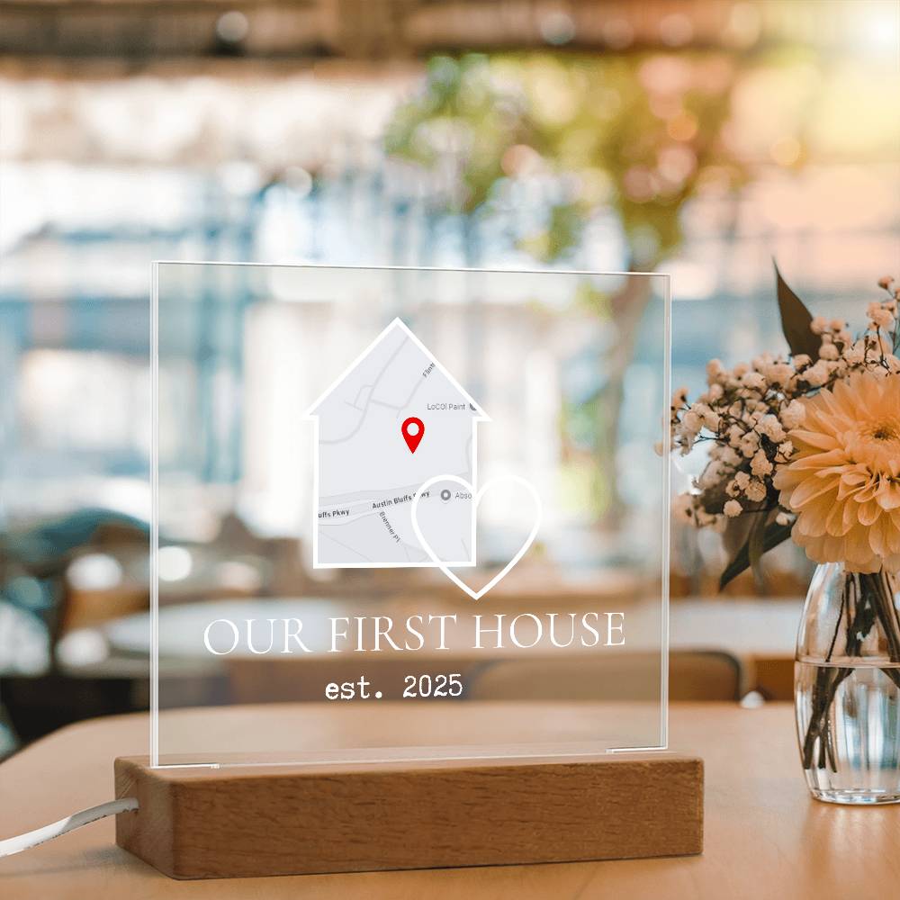 Personalized Our First House Map Plaque – Custom Acrylic Home Sign with Location & Date, New Home Gift, Housewarming Keepsake