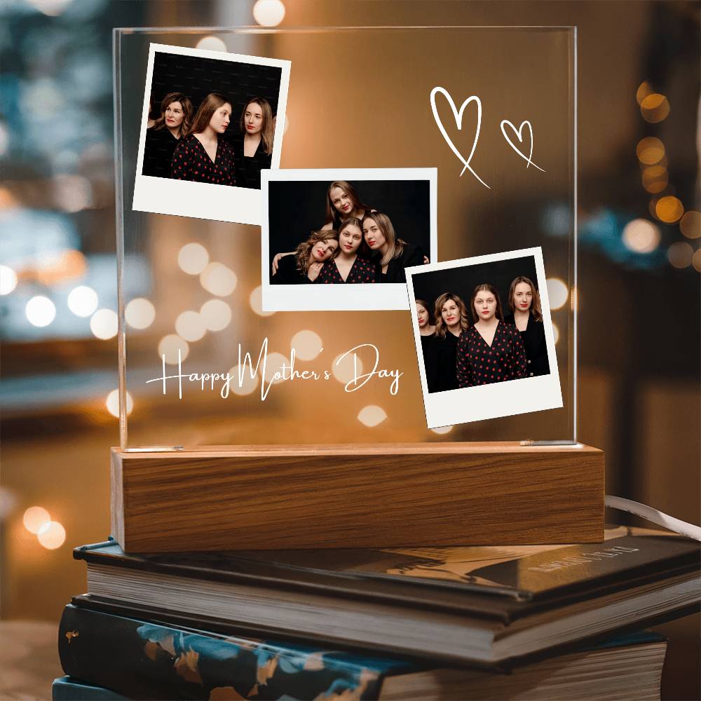 Personalized LED Acrylic Photo Lamp – Mother's Day Gift with Custom Pictures & Text – Unique Night Light Keepsake