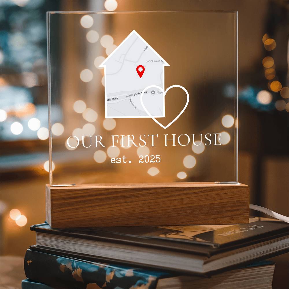 Personalized Our First House Map Plaque – Custom Acrylic Home Sign with Location & Date, New Home Gift, Housewarming Keepsake