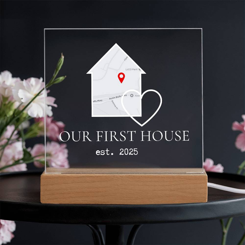 Personalized Our First House Map Plaque – Custom Acrylic Home Sign with Location & Date, New Home Gift, Housewarming Keepsake