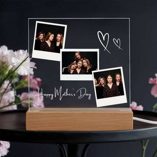 Personalized LED Acrylic Photo Lamp – Mother's Day Gift with Custom Pictures & Text – Unique Night Light Keepsake
