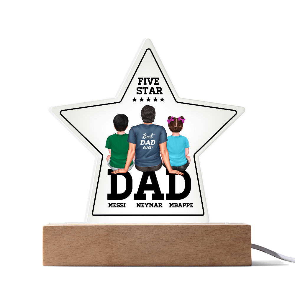 Personalized Star LED Light for Dad – Best Dad Ever Gift with Kids' Names – Custom Father's Day Present – Unique Night Light