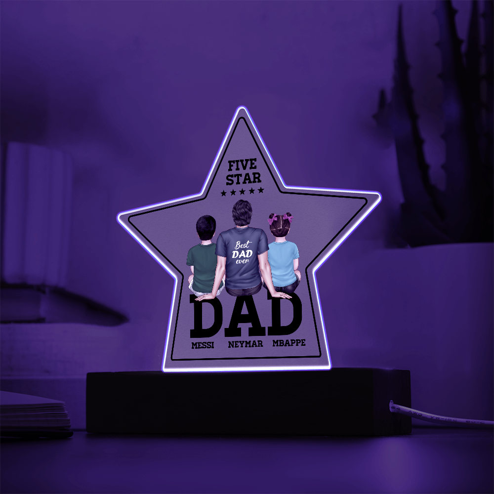 Personalized Star LED Light for Dad – Best Dad Ever Gift with Kids' Names – Custom Father's Day Present – Unique Night Light