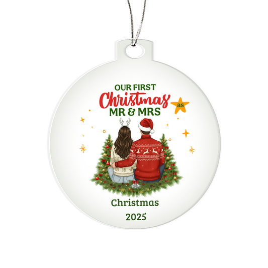 Our First Christmas as Mr and Mrs Ornament 2025 – Personalized Couple Ornament, Newlywed Gift, Mr & Mrs Christmas Keepsake, Wedding Gift