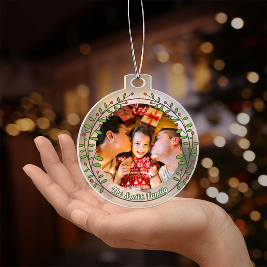 Personalized Christmas Ornament with Photo – Custom Family Ornament Keepsake, Holiday Gift, Christmas Tree Decoration, First Christmas Gift
