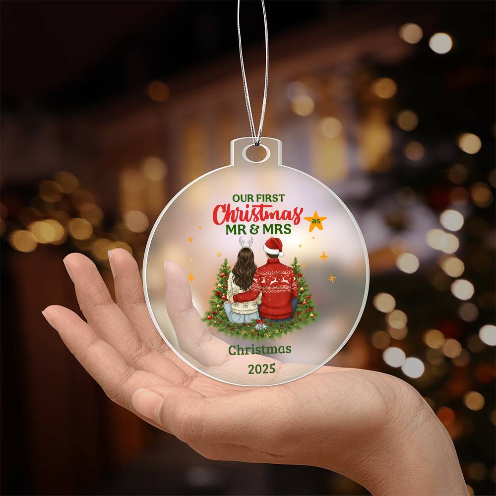 Our First Christmas as Mr and Mrs Ornament 2025 – Personalized Couple Ornament, Newlywed Gift, Mr & Mrs Christmas Keepsake, Wedding Gift