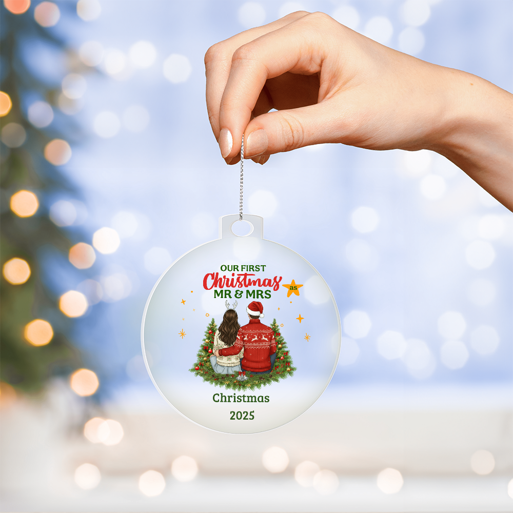 Our First Christmas as Mr and Mrs Ornament 2025 – Personalized Couple Ornament, Newlywed Gift, Mr & Mrs Christmas Keepsake, Wedding Gift