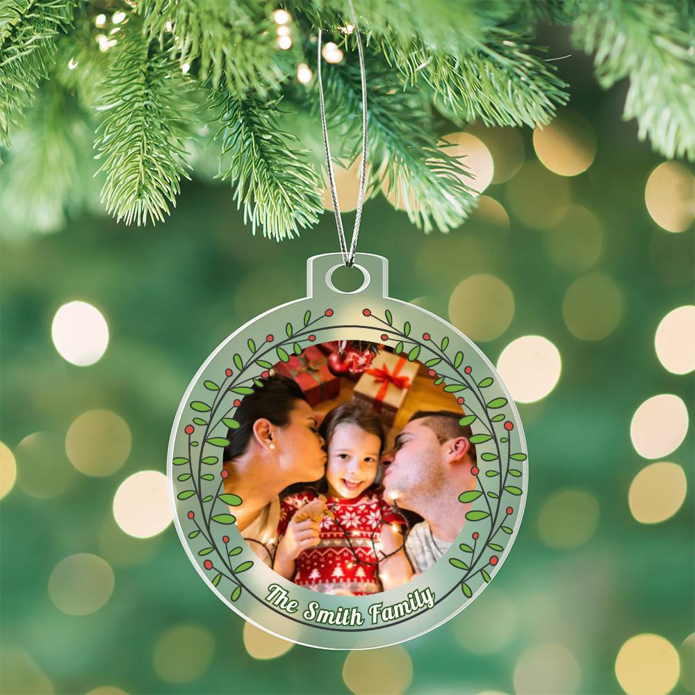 Personalized Christmas Ornament with Photo – Custom Family Ornament Keepsake, Holiday Gift, Christmas Tree Decoration, First Christmas Gift