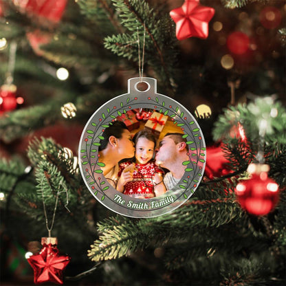 Personalized Christmas Ornament with Photo – Custom Family Ornament Keepsake, Holiday Gift, Christmas Tree Decoration, First Christmas Gift