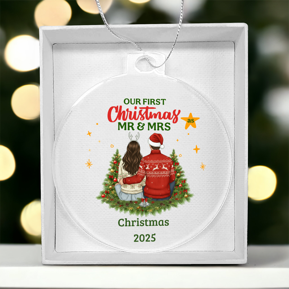 Our First Christmas as Mr and Mrs Ornament 2025 – Personalized Couple Ornament, Newlywed Gift, Mr & Mrs Christmas Keepsake, Wedding Gift