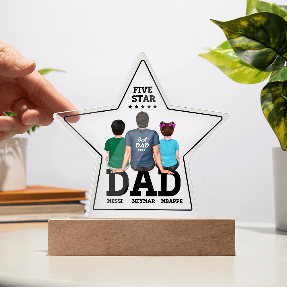 Personalized Star LED Light for Dad – Best Dad Ever Gift with Kids' Names – Custom Father's Day Present – Unique Night Light