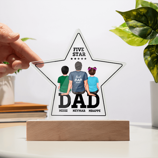 Personalized Star LED Light for Dad – Best Dad Ever Gift with Kids' Names – Custom Father's Day Present – Unique Night Light