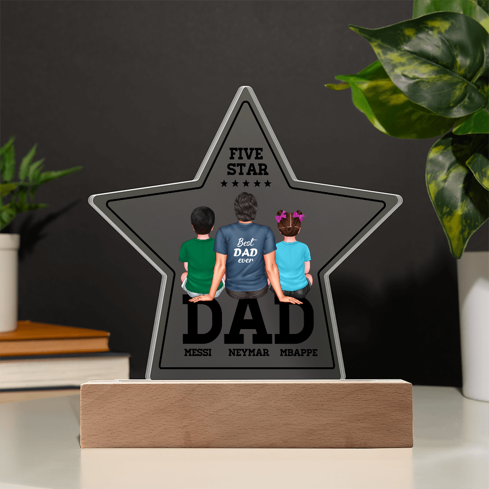 Personalized Star LED Light for Dad – Best Dad Ever Gift with Kids' Names – Custom Father's Day Present – Unique Night Light