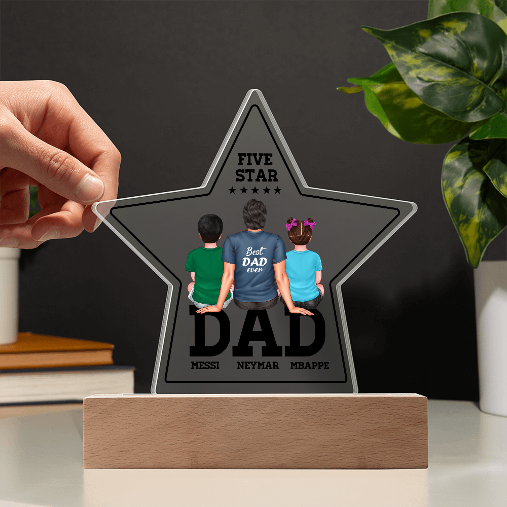 Personalized Star LED Light for Dad – Best Dad Ever Gift with Kids' Names – Custom Father's Day Present – Unique Night Light