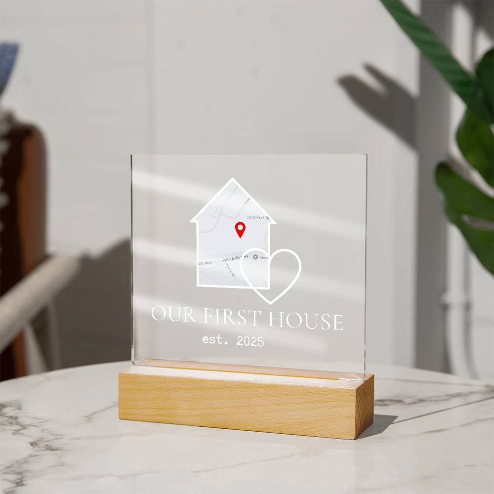 Personalized Our First House Map Plaque – Custom Acrylic Home Sign with Location & Date, New Home Gift, Housewarming Keepsake