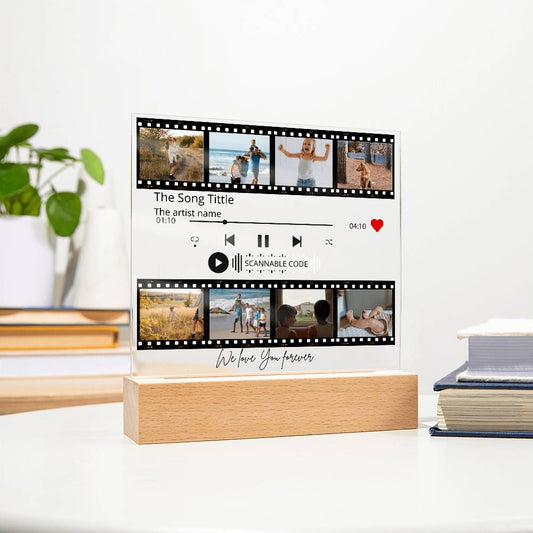 Custom Song Plaque with Photos & Scannable Code – Personalized Acrylic Music Gift, Anniversary Keepsake, Family Memory Display