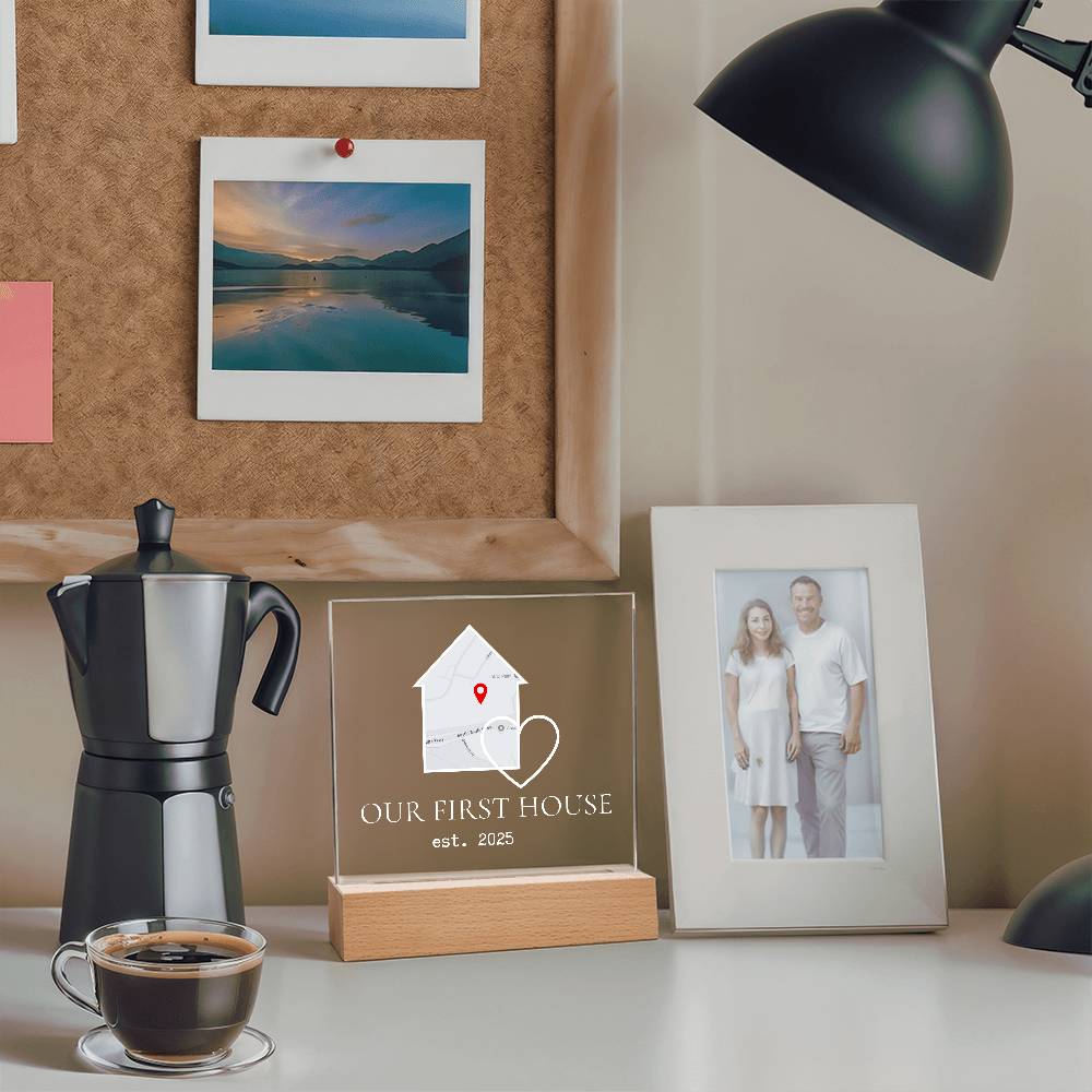 Personalized Our First House Map Plaque – Custom Acrylic Home Sign with Location & Date, New Home Gift, Housewarming Keepsake