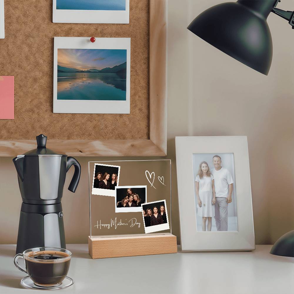 Personalized LED Acrylic Photo Lamp – Mother's Day Gift with Custom Pictures & Text – Unique Night Light Keepsake