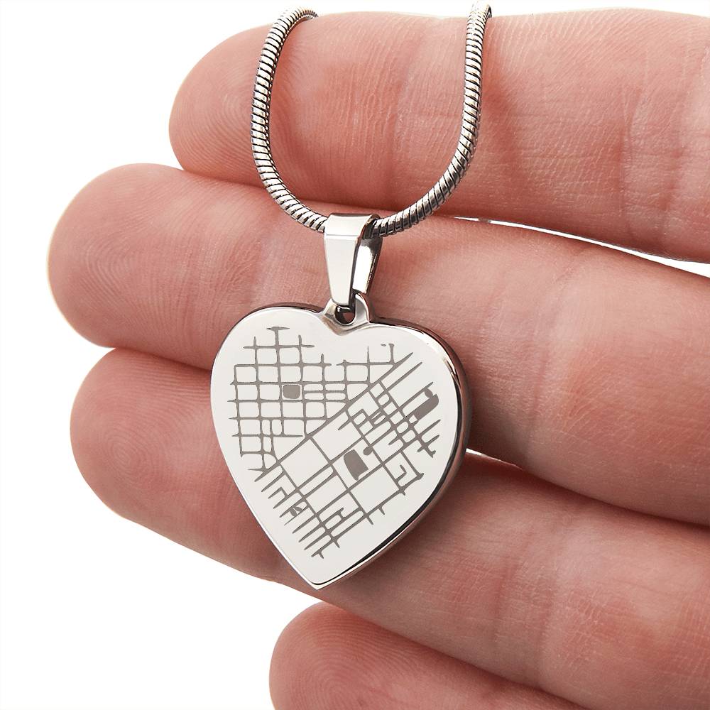 Personalized Map Necklace – Custom Heart Pendant Engraved with Your Special Location – Anniversary, Wedding, or Meaningful Gift for Her