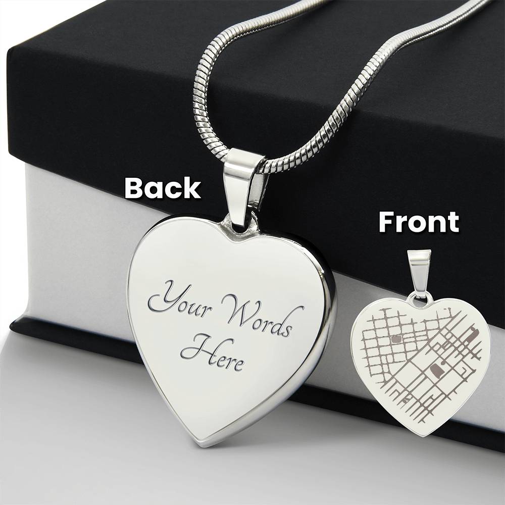 Personalized Map Necklace – Custom Heart Pendant Engraved with Your Special Location – Anniversary, Wedding, or Meaningful Gift for Her
