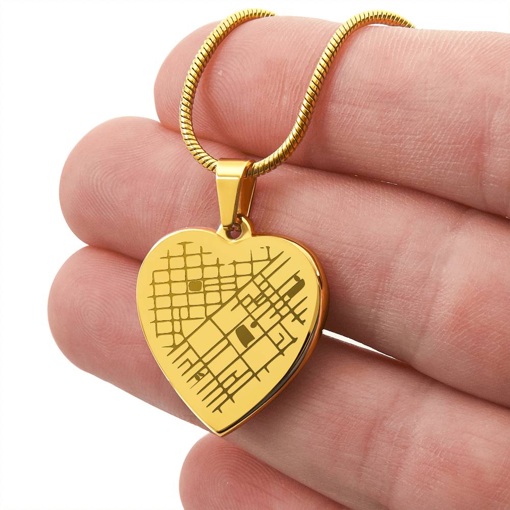 Personalized Map Necklace – Custom Heart Pendant Engraved with Your Special Location – Anniversary, Wedding, or Meaningful Gift for Her