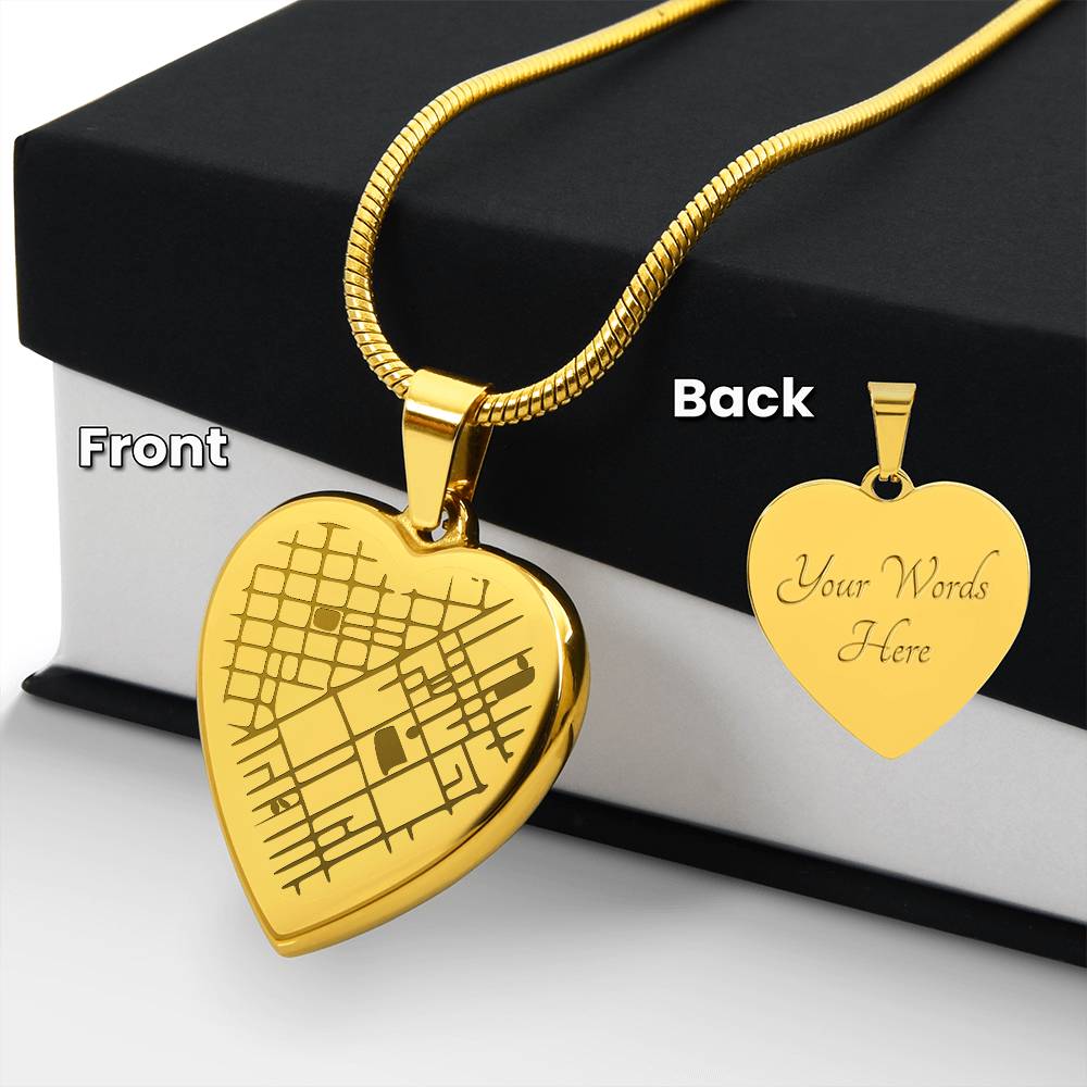 Personalized Map Necklace – Custom Heart Pendant Engraved with Your Special Location – Anniversary, Wedding, or Meaningful Gift for Her