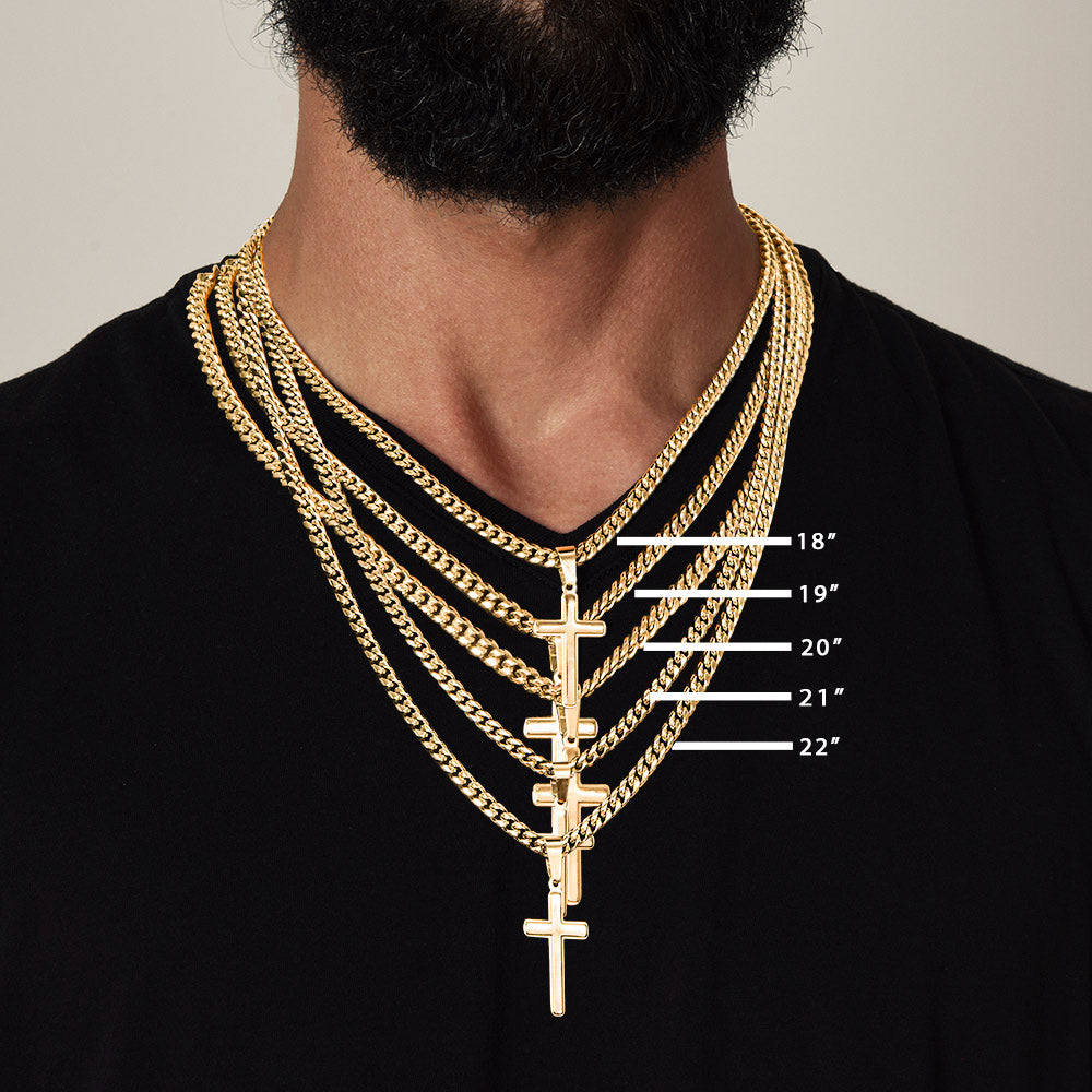 Artisan Cross with Cuban Link Chain – To My Man | Today and Always